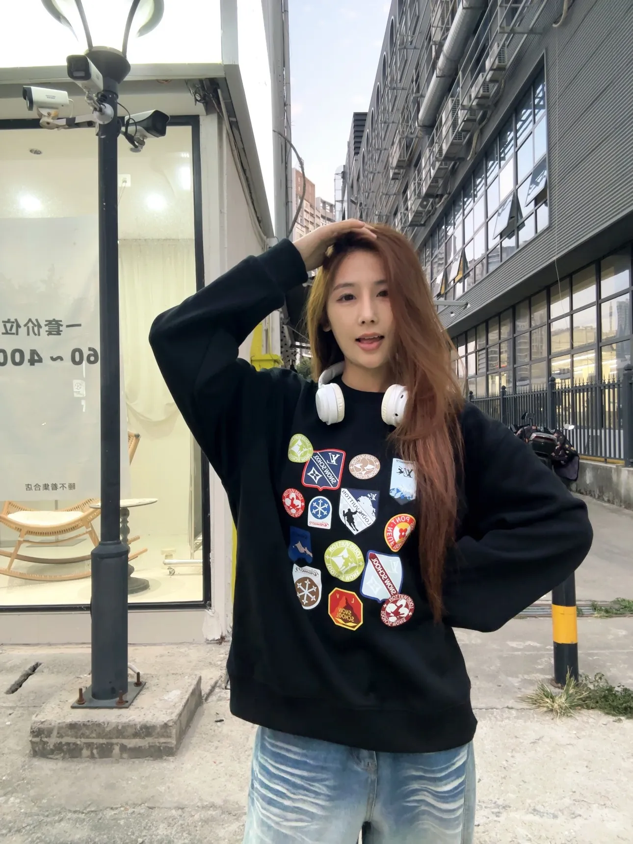 Louis Vuitton/Louis Vuitton 25Fw badge crew neck sweatshirt